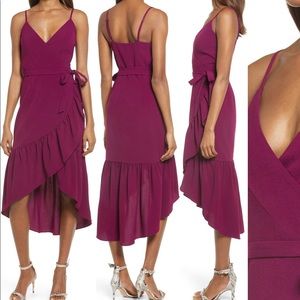 Dress the population Delphine Crepe Wrap MIDI Dress